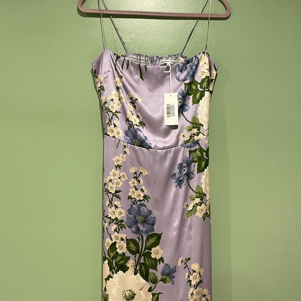 Frankie Silk Dress in color: Garden Soiree